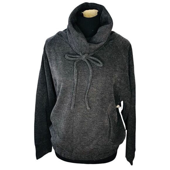 LUMIERE Charcoal Gray Long-Sleeve Super Soft Turtleneck Pullover Top Sweatshirt - Picture 1 of 13
